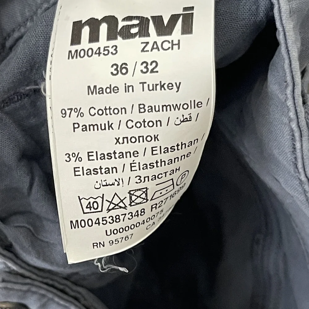 Mavi Zach Straight Leg Pants‎ Mens 36x30 Blue Stretch Casual